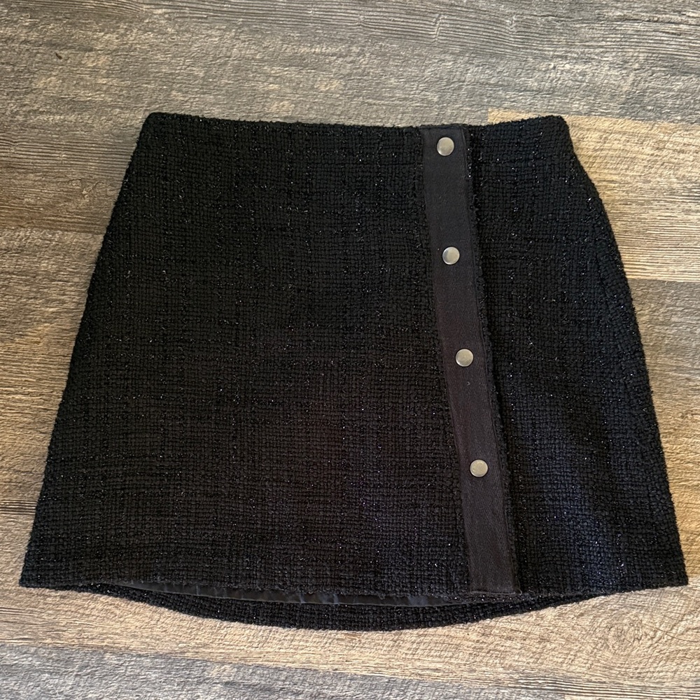 Cato Black Sparkly Button-Front Skirt